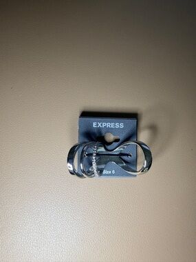 Express Silver-Tone Multi Band Ring Set with Pavé Accent